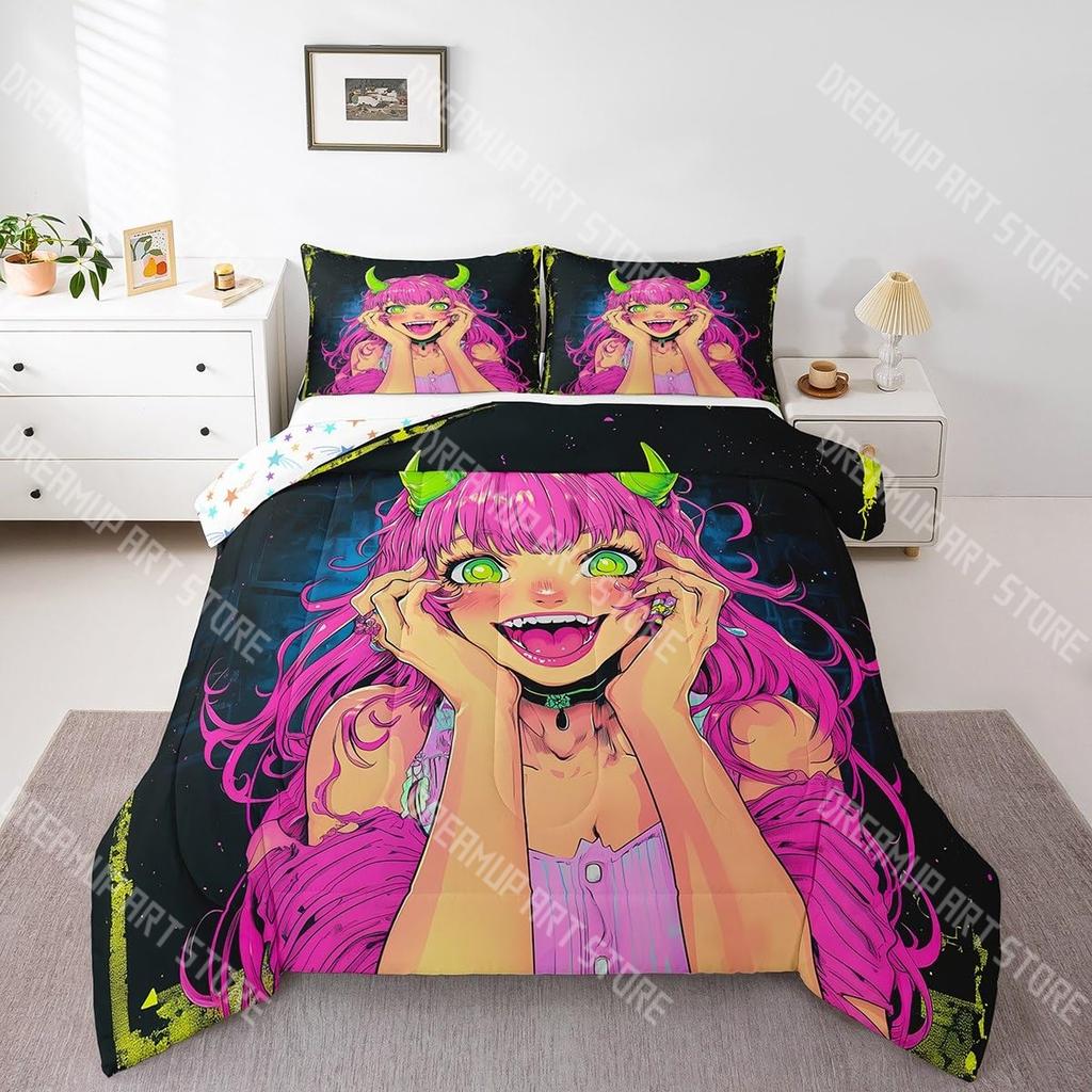 Fashion Japanese Anime Cartoon Bedding Set Single Twin Full Queen King Size Bed Set Kids Bedroom Duvetcover Sets Bed Sheet Set