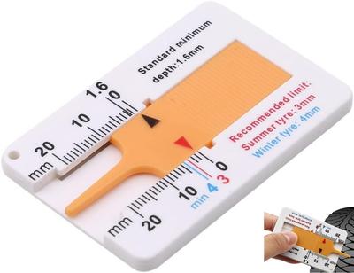 Tire Groove Measuring Gauge Mini Depth Gauge Portable Car Tire Wear Gauge Easy Residual Groove Depth Measurement Depth (WHT-YEL)
