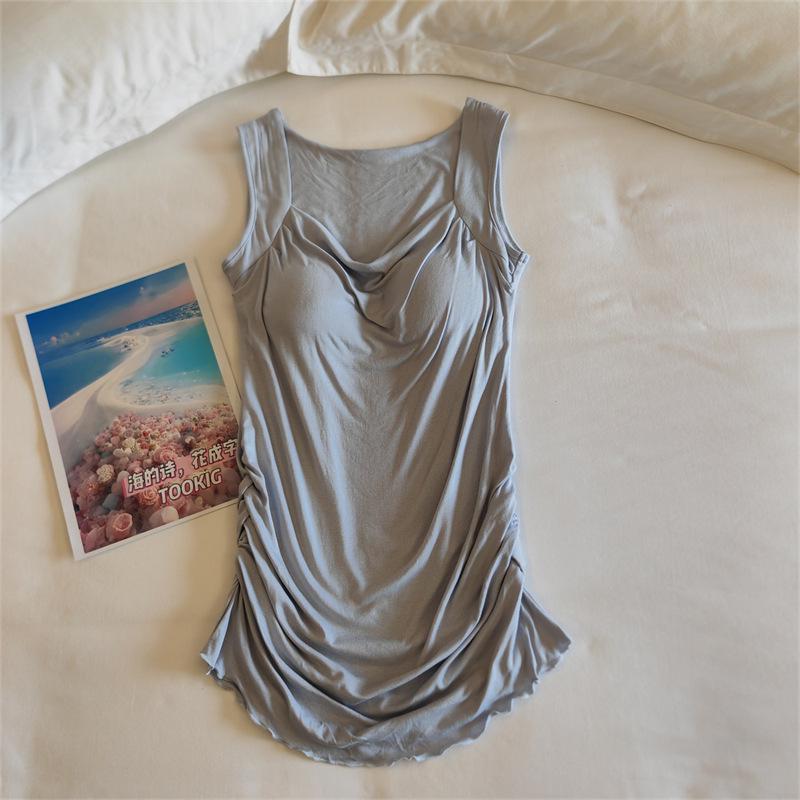 Fashionable Women s Cross-Border E-commerce Camisole Nightgown with Chest Pads XXL