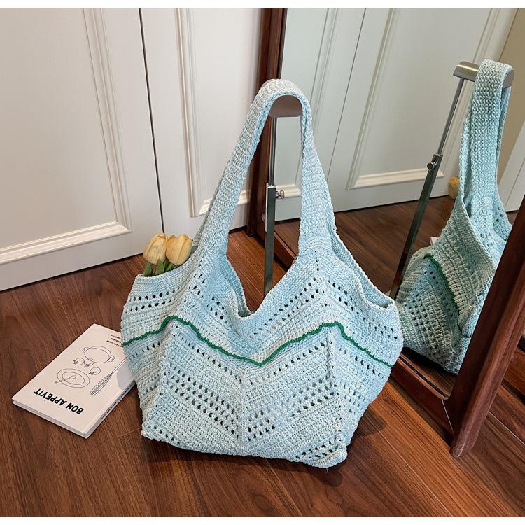 Woven Shoulder Bag Hand-woven Niche Hollow Tote Bag Commuter Shoulder Seaside Vacation Women's Bag
