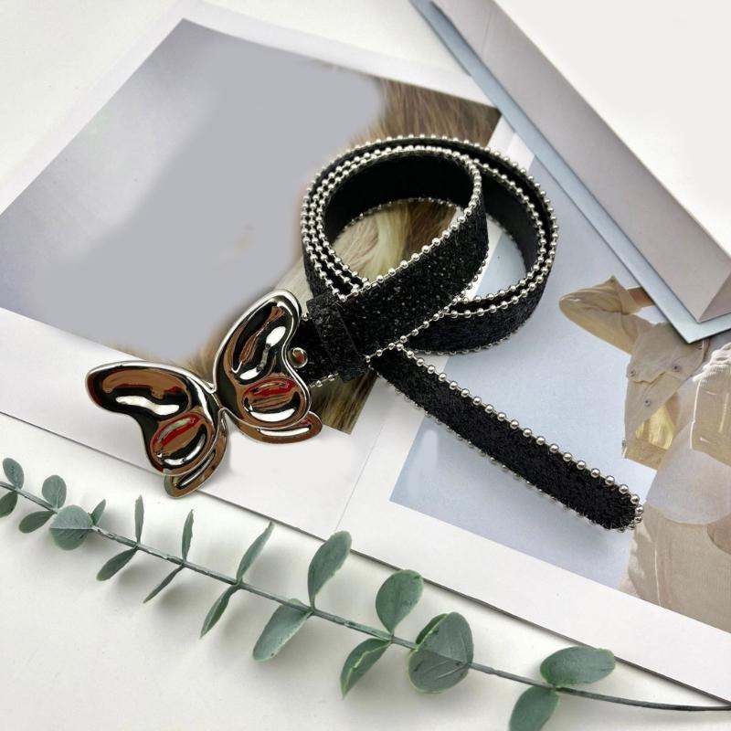 Glittered Belt Jeans Waistband Punk Style Butterfly Belt Modern Waistband for Street Player Club Party Wear