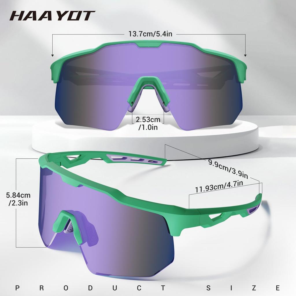 HAAYOT Polarized Cycling Glasses for Men and Road Bike and Sports TR90 Mountain Bike MTB White Ice Blue Women, Sunglasses, 5-Lens Frame, Glasses,