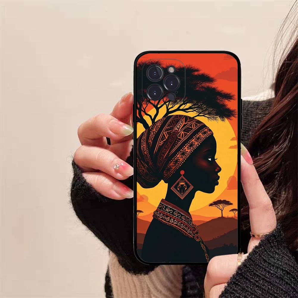 

African Black Graffiti Woman Phone Case Silicone Soft For Iphone 16 15 14 13 12 11 Pro Mini XS MAX Plus X Cover iPhone 12 pro