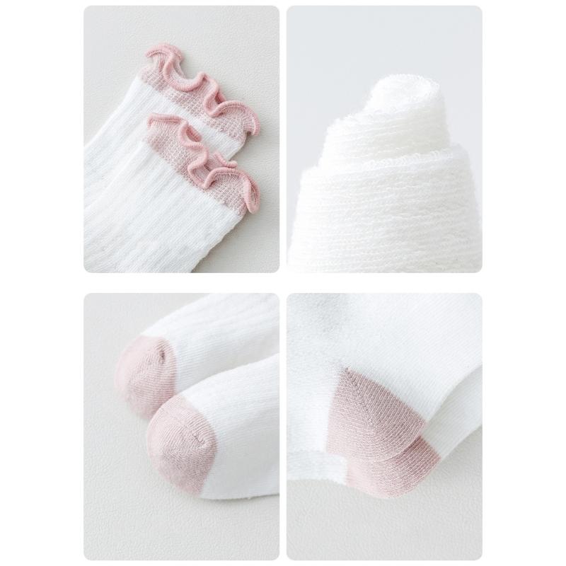 3 Pair/set Kids Socks Elastic Cuffs Breathable Mesh Design for Daily Use 0-5 Years Old Comfortable Summer Footwear