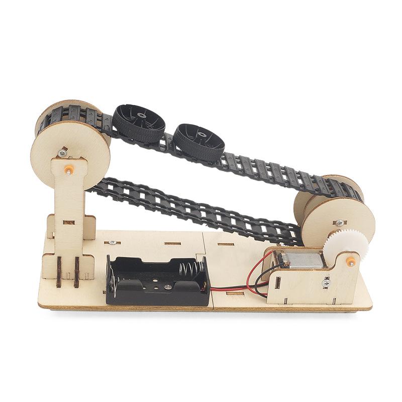 DIY 3D Wooden Electric Conveyor Belt Transporter Puzzle Model Materials Handmade Mechanical STEAM Toys for Children Adult G124
