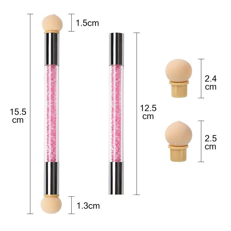 Arte Clavo Double-ended Nail Art Brush Set Gradient Pen Sponge Painting Dotting Tool Acrylic Pen With 4 Replace Sponge Heads New