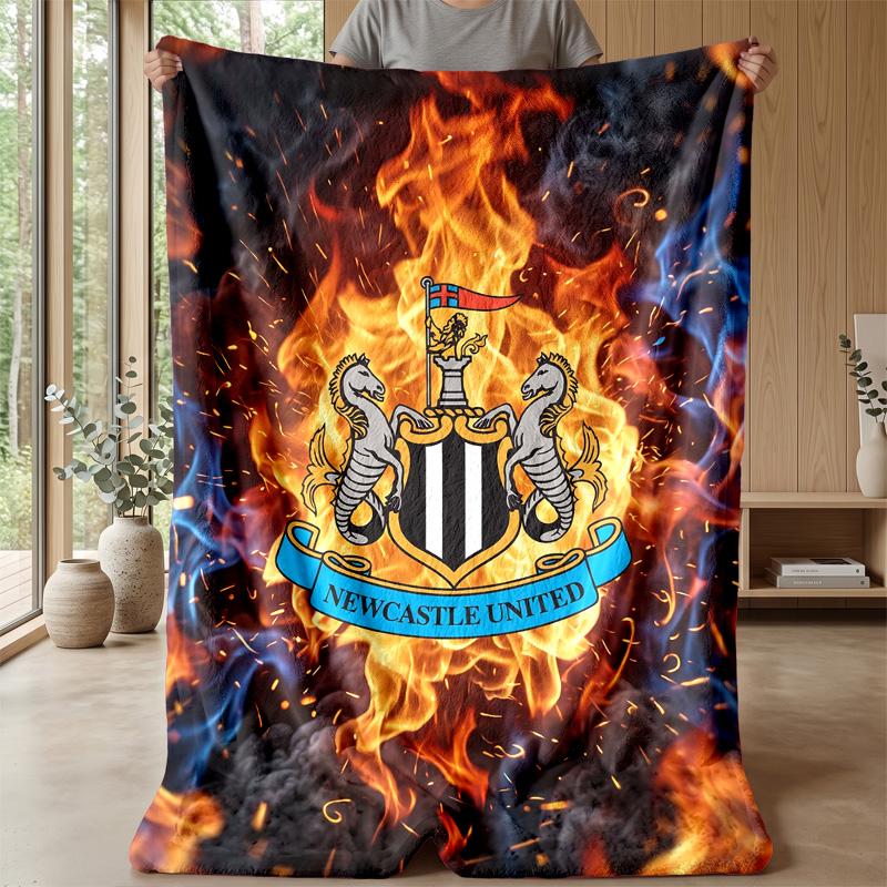 Coperta in Flanella con Stampa del Newcastle United Football, Coperta Morbida Calda Leggera per Divano Letto Campeggio