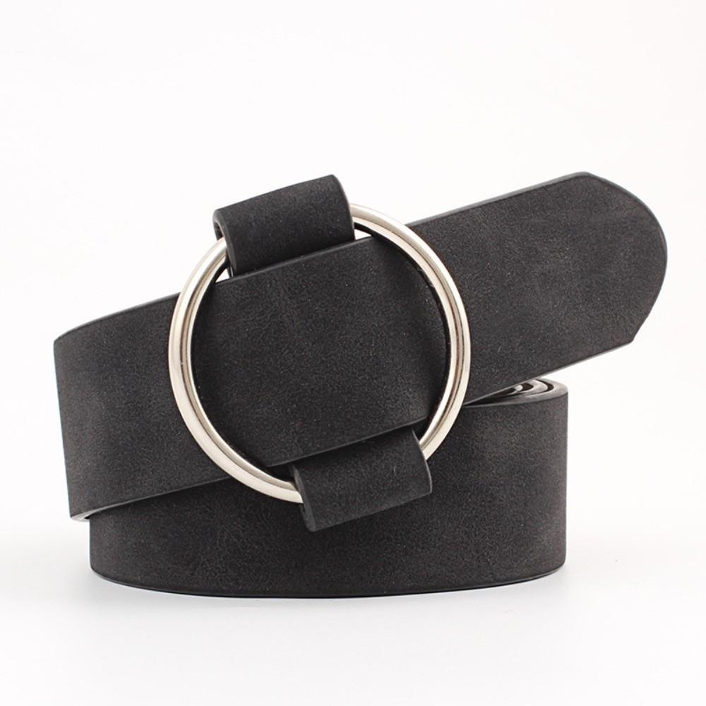 Simple 3x103cm Women Belt Needleless Round Buckle Design Fashion Belt Adjustable Soft Round Buckle Belt for Daily Wear чёрный