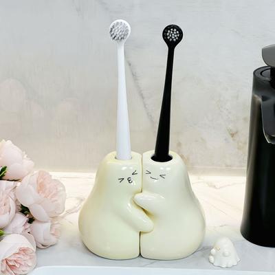 High End Creative Hugging Pear Toothbrush Holder for Couples To Place Manual Toothbrush Base Bathroom Sink Ceramic Bracket