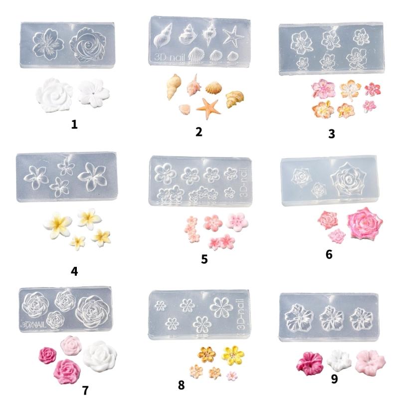Flower Molds Nail Art Silicone Molds Stencils Manicure Template Plumeria Flower Nail Art Decorations Nail Carving Mould