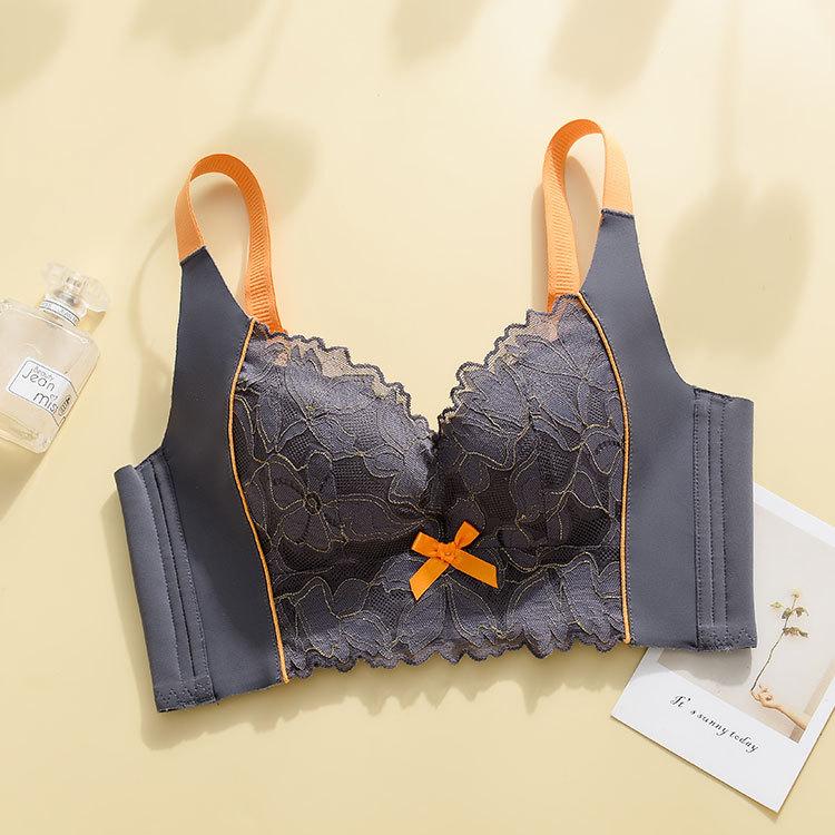 Intelligent temperature sense, no steel ring, small chest gathered, large and seamless, upper support, anti-sagging lace bra