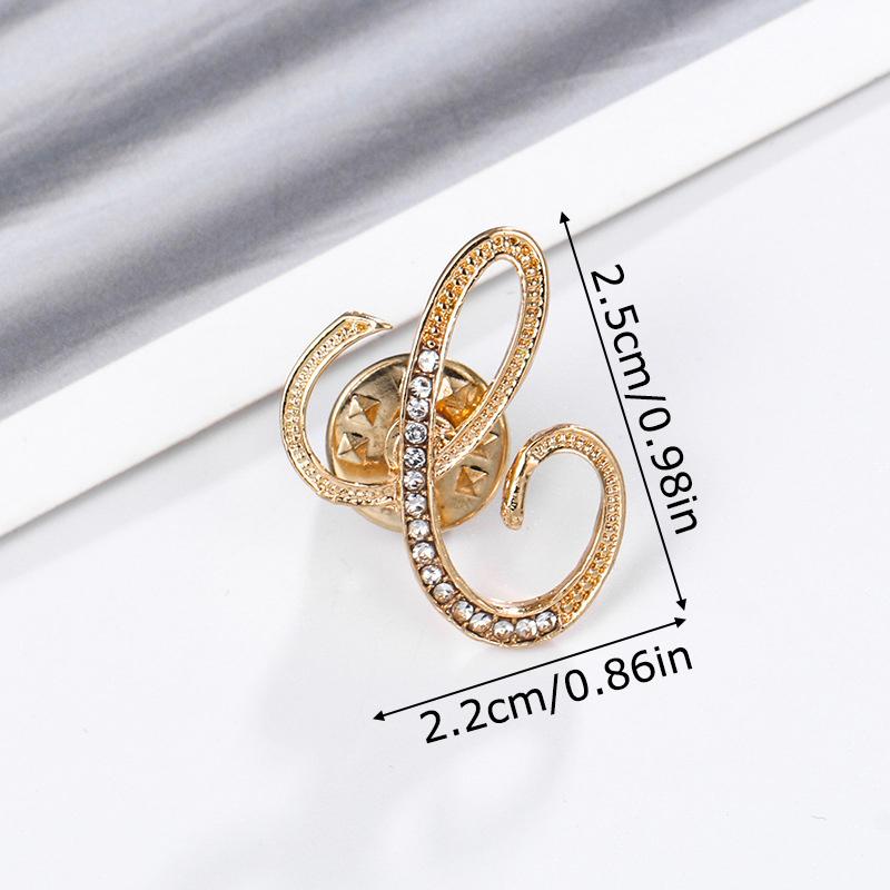 1PC Rhinestones Clothing Accessories Shirts Badge Gifts Lapel Pin Party Women's Brooches Dinner Letter Brooch Dress European A-Z