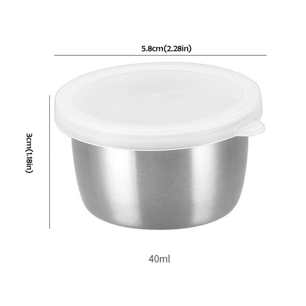 6Pcs with Lid Sauce Cup 304 Stainless Steel Dipping Bowl Salad Dressing Cup  French Fries