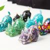 1.77in Resin Cat Statue with Tail, Natural Crystal Gemstone Figurine, Feng Shui Spiritual Decor for Halloween Christmas Gift