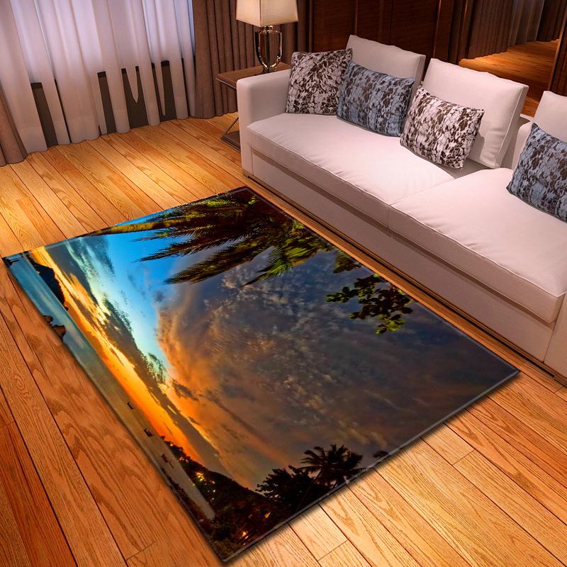Beach Concept Landscape Living Room Carpet Bedroom Dining Room Floor Mat Pattern Size