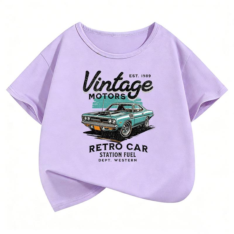 Vintage Car TShirt Printed T Shirt Girls Summer Anime Short Sleeve Tops TShirts Cute Boys Clothing Kids Tee