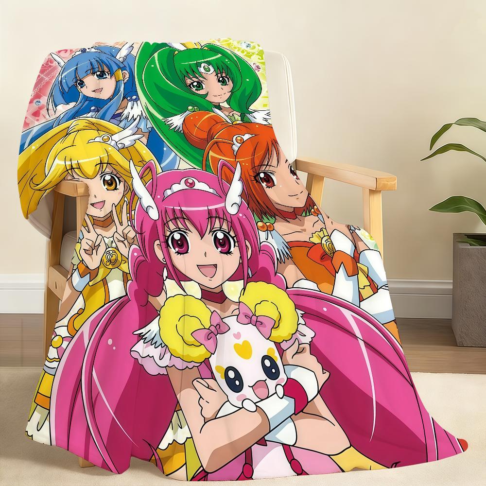 S Smile E P PrecureS Cute Anime Blanket Soft Throw Blanket for Home Bedroom Bed Sofa Picnic Travel Office RestCover Blanket Gift