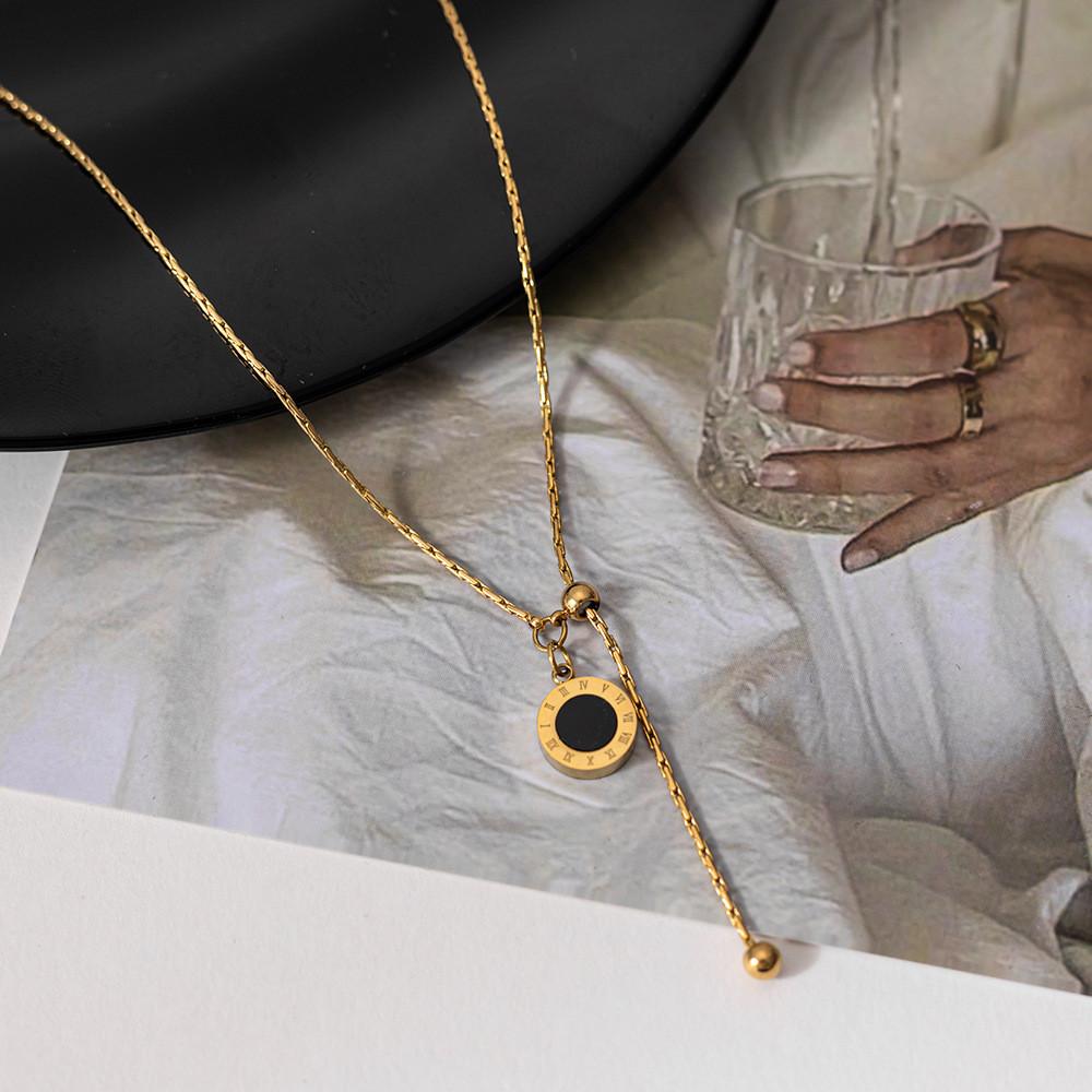 Unique Geometric Titanium Steel Collar Necklace For Women With Adjustable Chain And Sparkling Details