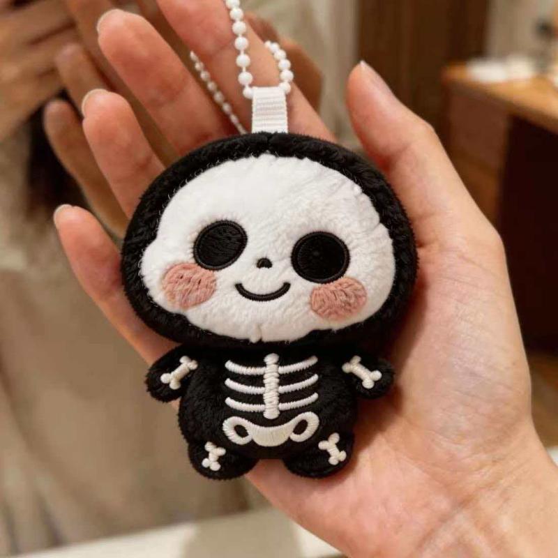 Cute Cartoon Skeleton Plush Doll Pendant Keychain Creative Backpack Accessory Home Decoration For Children Halloween Gifts
