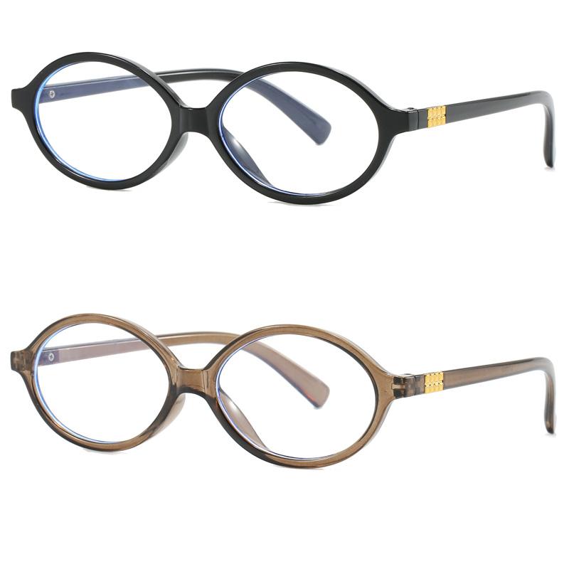 

2PCS Anti Blue Light Glasses Exquisite Oval Eyewear Women Men Daily Leisure Eyeglas Blue Light Blocking Man Lady Eyeglasses