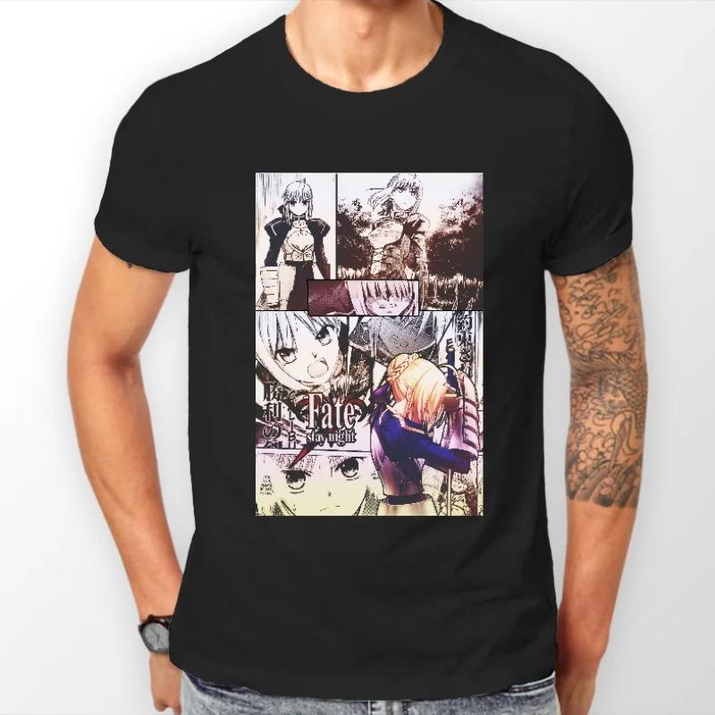 Fate/stay Night Shirt Vintage Washed Unisex Oversized Anime Streetwear Soft Cotton Short Sleeve Tee Gift Clothing Tops Hot Sale