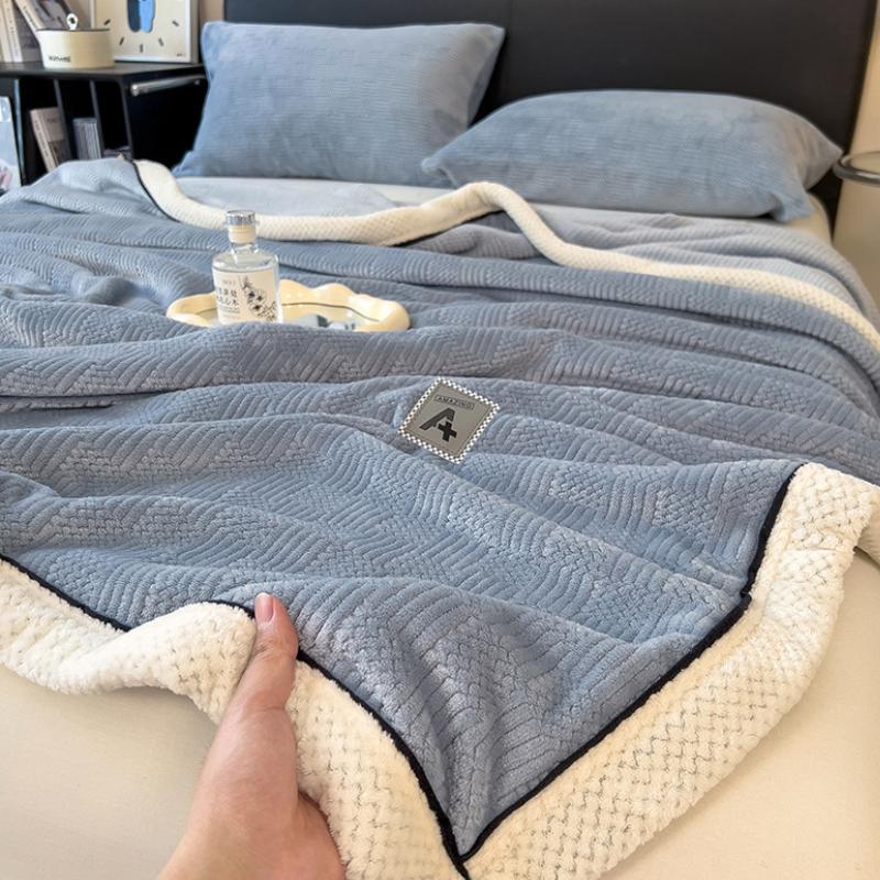 Knitted Velvet Blanket, Milk Velvet Air Conditioning Blanket, Winter Thick Warm Sofa Blanket, Office Nap Cover Blanket