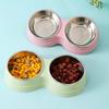 Dog Food Bowls Stainless Steel Spill-proof Dog Bowl Raised Dog Bowl Stand 2 Dog Food Bowls for Food and Water Washable