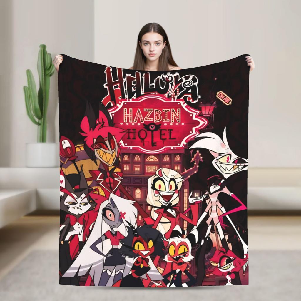 2025 H-Hazbin Hotel Charlie Cartoon Flannel Blanket  Warm Throw Blanket for Bedroom Picnic Print Bedspread Sofa Bed Cover