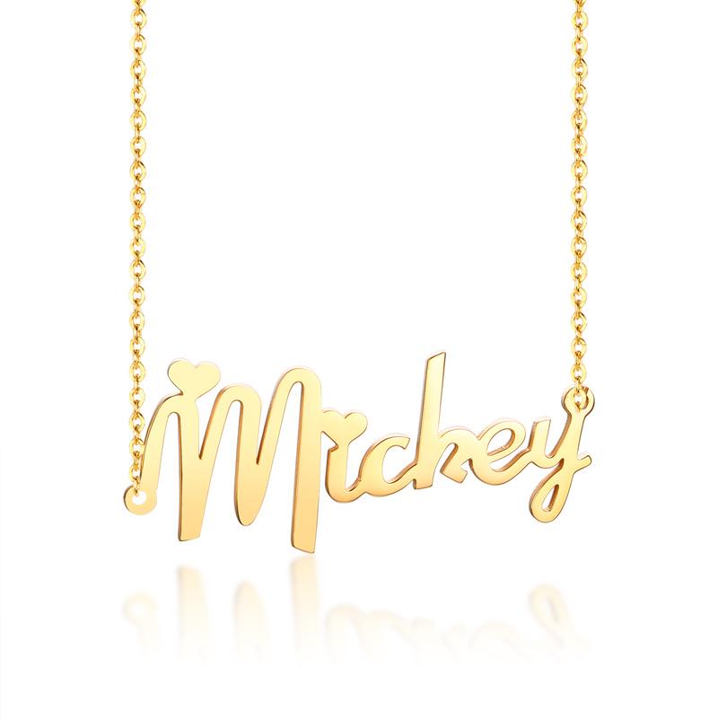 Vnox Personalized Name Necklace Custom Made Any Name Font Stainless Steel Metal Women Jewelry 35cm&NNC-009 серебряный