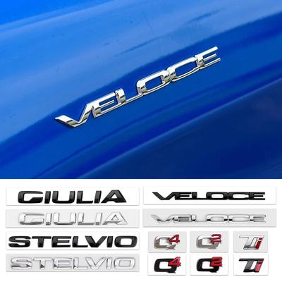 3D ABS Noir argenté brillant Q2 Q4 Ti Veloce Giulia Stelvio Insigne Lettre Emblème de Coffre Autocollants de Voiture Pour Accessoires Alfa Romeo