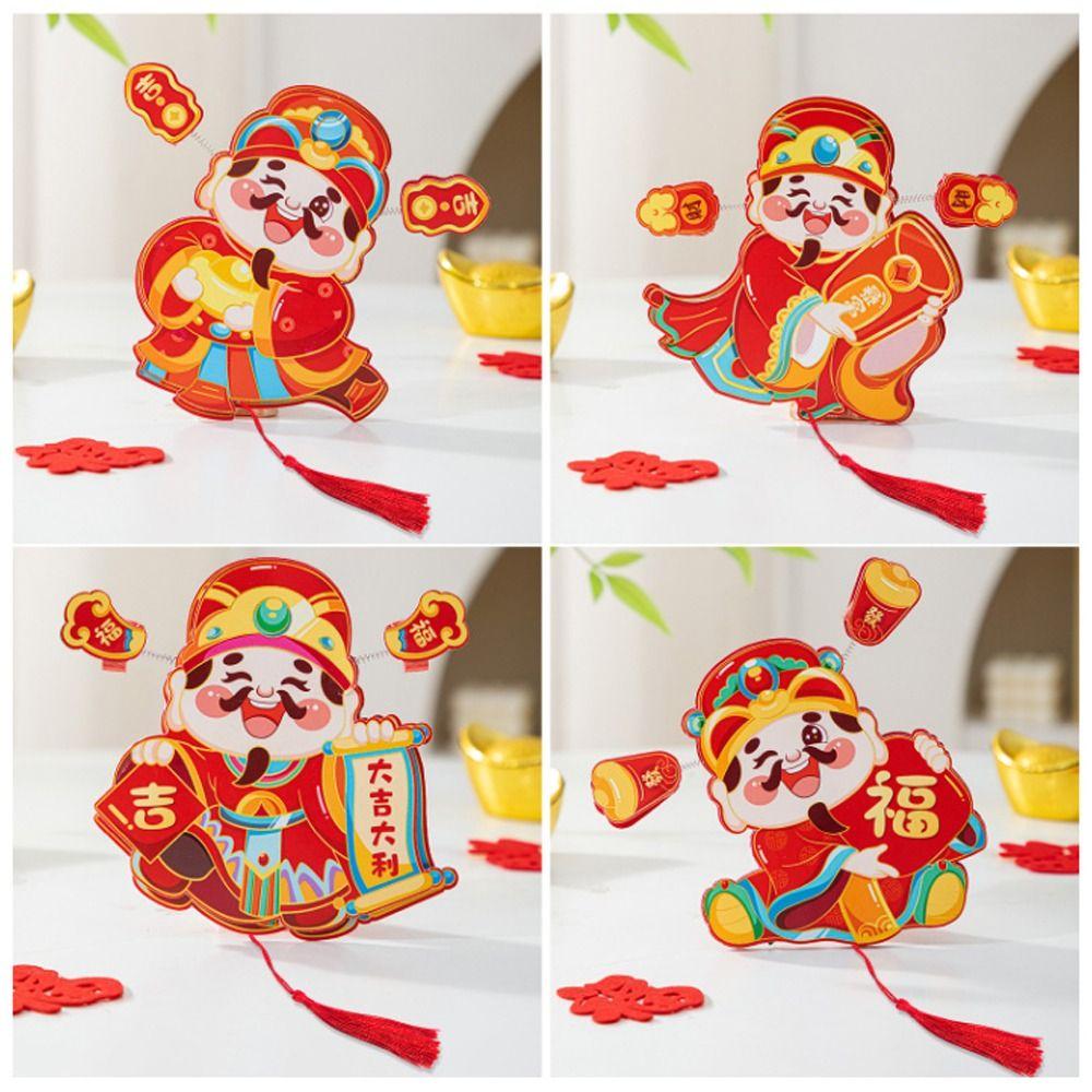 Chinese Style God of Wealth Hanging Ornament New Year Refrigerator Magnet  Home Living Room Decor
