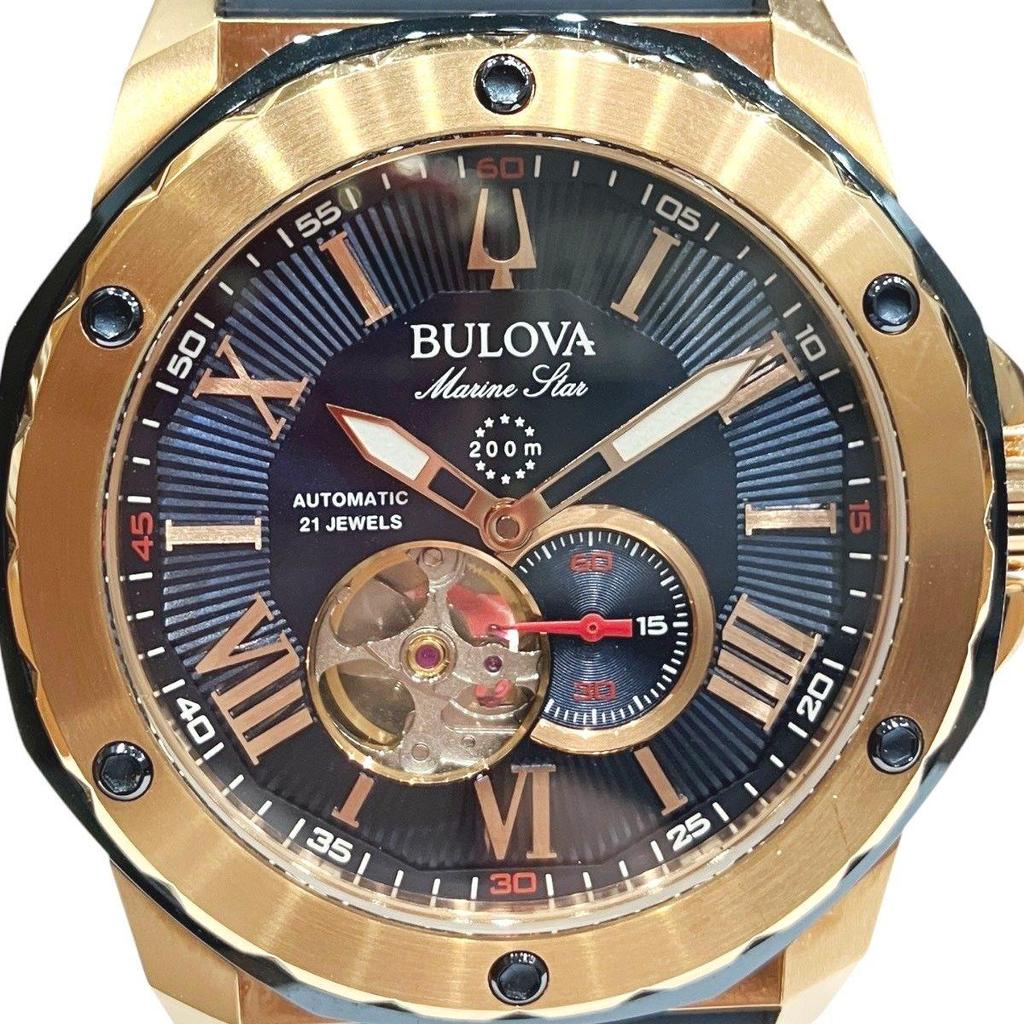 Used Bulova Marine Star Watch Total Weight Approx. 123.4g SS Rubber Automatic Navy Dial 98A227 Men's