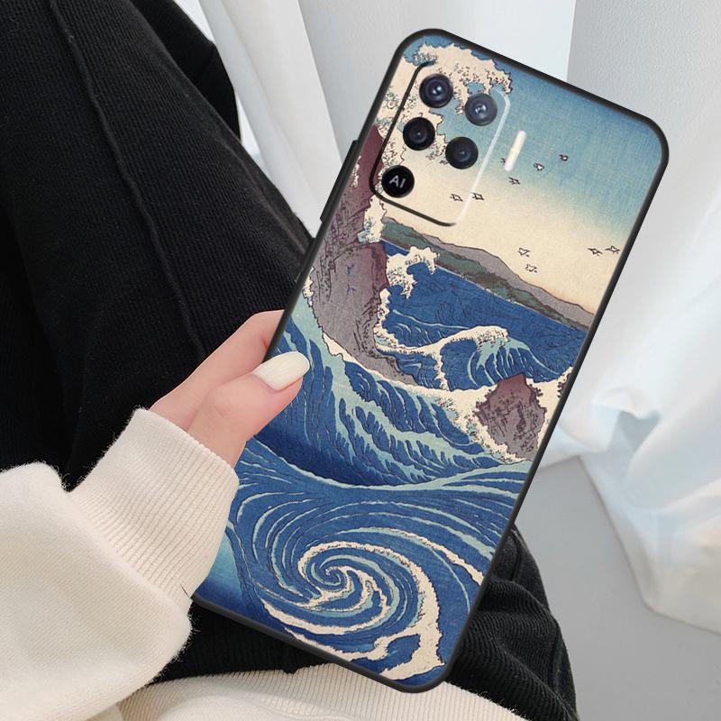 Japanese Ukiyo-e Art Case For Oppo A54 A74 A94 A18 A57 A17 A77 A38 A58 A78 A98 A80 A60 A40 A96 A76 A16 A15 A5 Pro