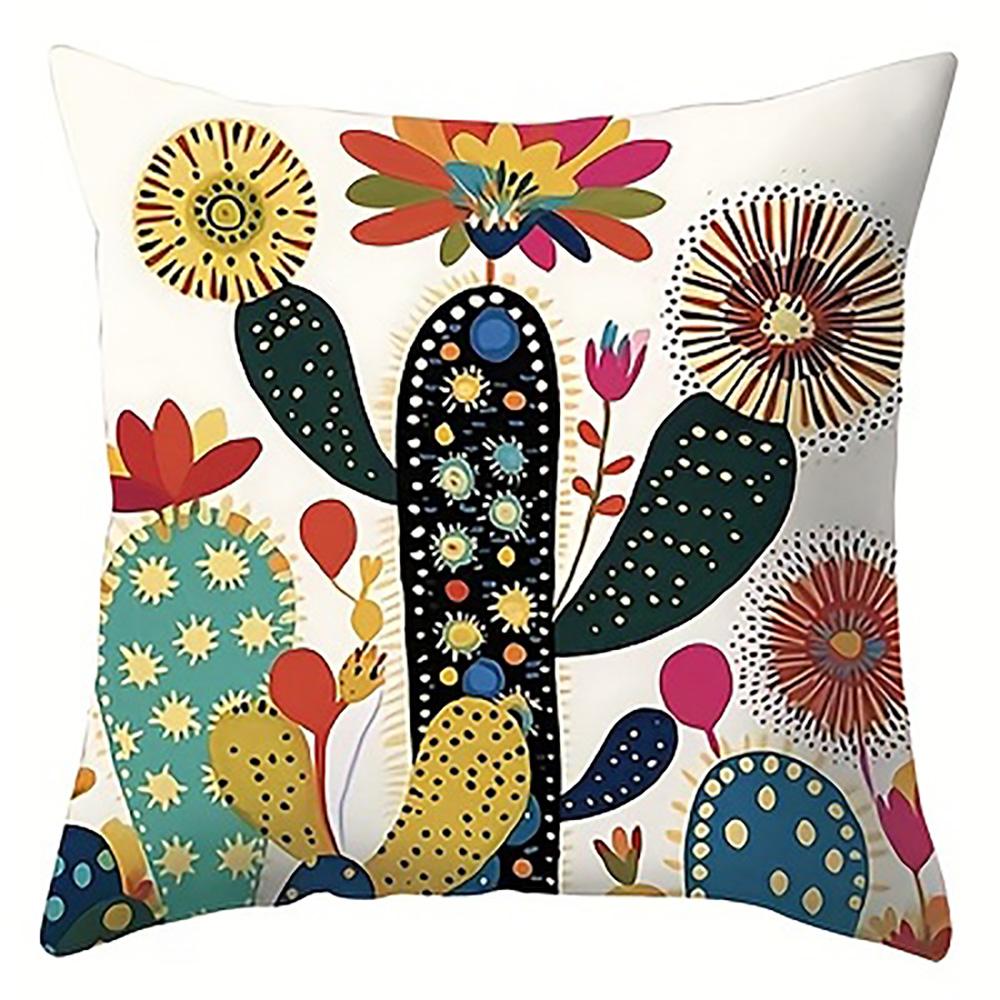 1/4pcs Colorful Cactus and Flower Patterned Pillowcases Sofa Cushion Cover Home Bedroom Room Decoration