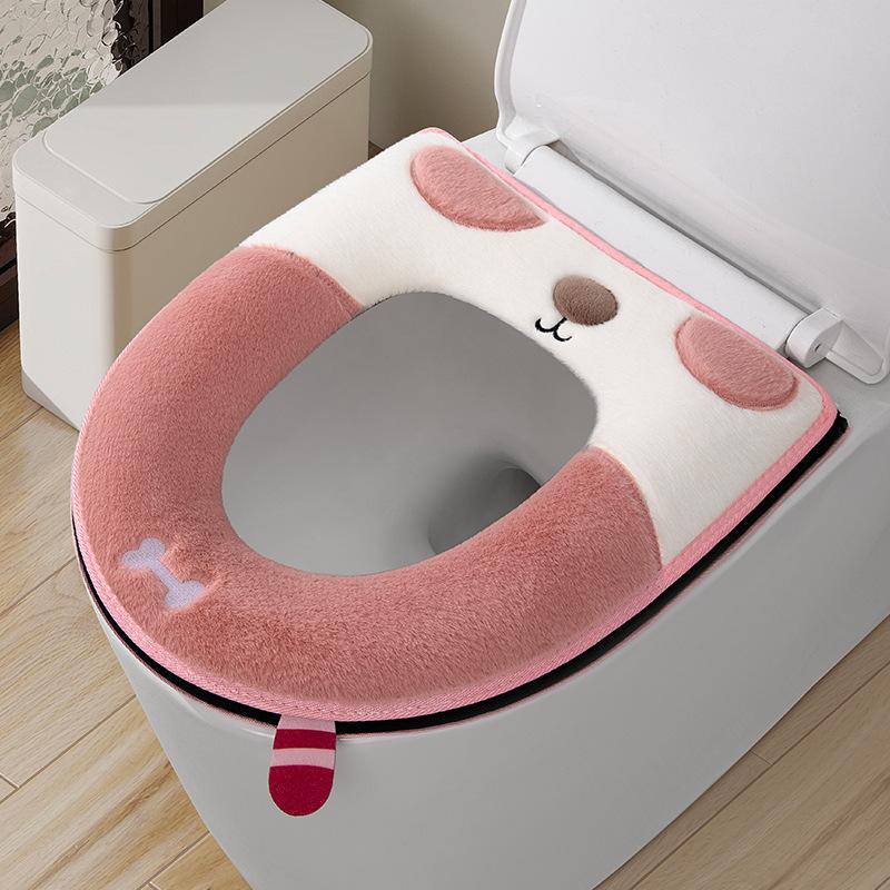 Toilet seat household buckle zipper seat seat seat winter toilet cover embroidered toilet cover 37*43