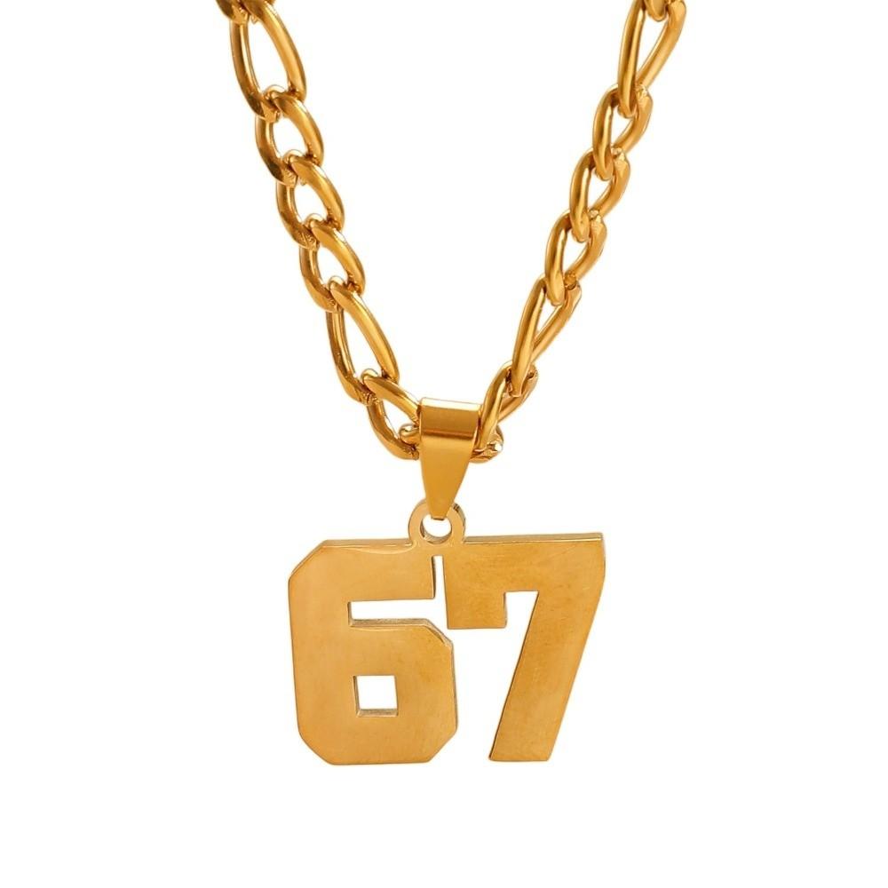 Letter Pendant Punk Tag Necklace Tag Pendant Neck Chain Fashion 67 Necklace for Men Women