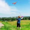 Children Kite Toy Cartoon Eagle Foldable Mini Plastic Toys Kite Hand Brake Fishing Rod  Butterflies For Kids Outdoor Toy For Fun