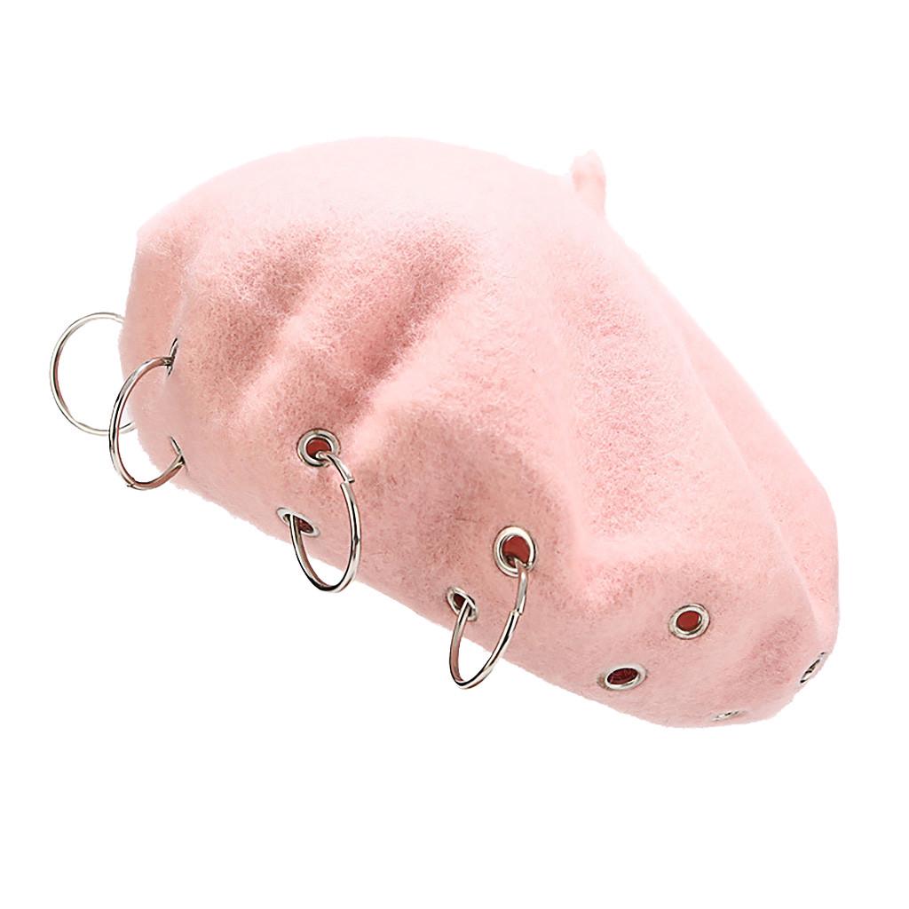 Cappello berretto da pittore vintage con anello in ferro massiccio da donna alla moda