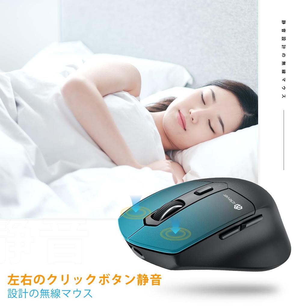 iClever Jiggler Wireless Bluetooth Quiet Left and Right 7 DPI High Connects To 3 Devices Comfortable Compatible with and MD360 Black Mouse, 5.0 2.4Ghz