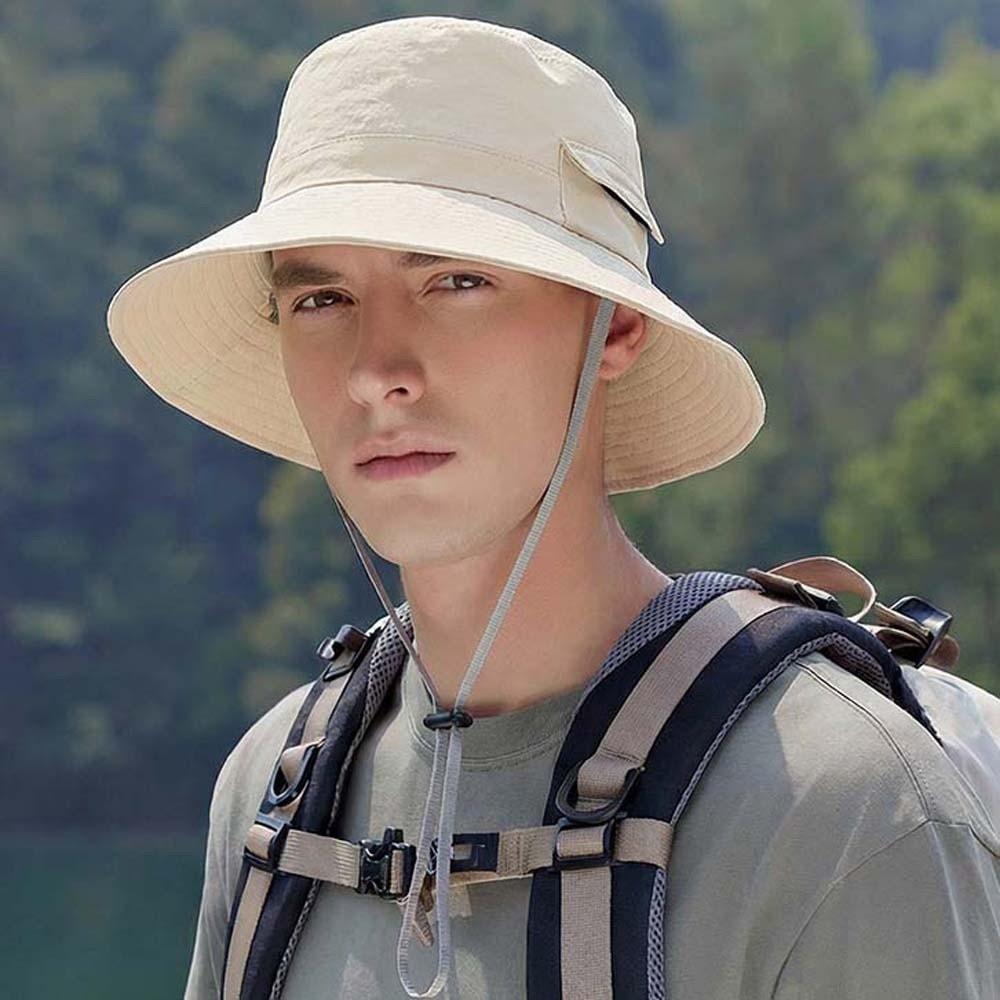 Drawstring Sunshade Fishing Hat Nylon Sunscreen Basin Cap Sun Cap Men's Fisherman Hat Summer