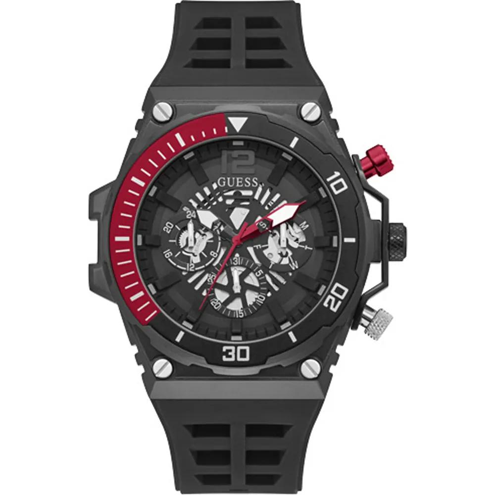 GUESS Exposed Black Stainless Steel Silicone Men s Quartz Watch GW0443G2 чёрный