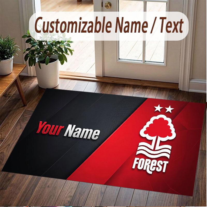 Benutzerdefinierter Teppich Nottingham Forest Muster Druck Name Text Weicher Rutschfester Boden Teppich für Heim Innen Dekoration