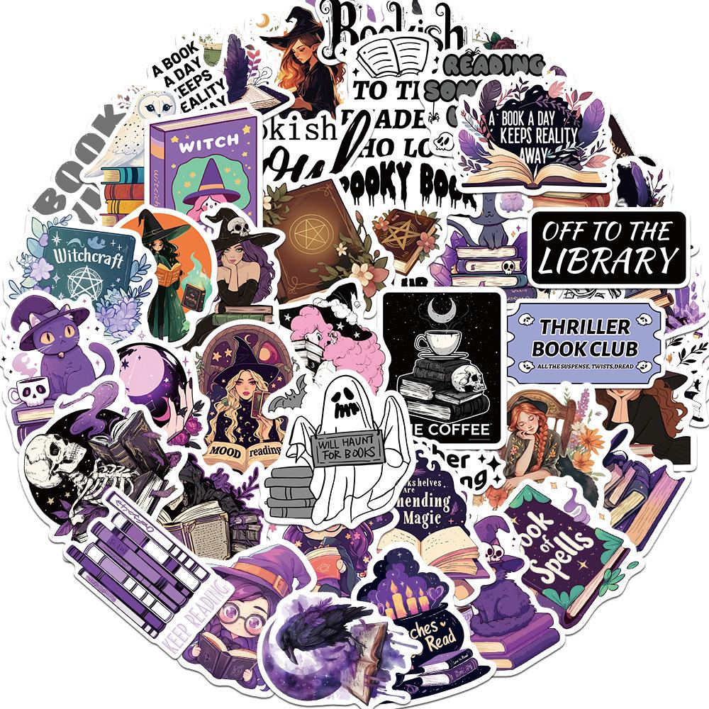 50PCS Purple Pack Bookish Stickers for Notebook Luggage Skateboard Decoration Graffiti Decals Cool Decals