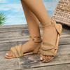 Fashion 2025 New Ladies Shoes Open Toe Women's Sandals Fashion Buckle Strap Casual Plus Size Summer Solid Light Best Seller Flat Sandals