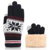 1 Pair Christmas Snowflake Knitted Gloves Men Women Touch Screen Winter Warm Thick Fleece Gloves Outdoor Cycling Cold Weather Thermal Gloves