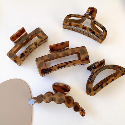 Elegant Leopard Print Resin Grab Clip Large Acetate Hair Clip Hair Pins for Women Girl Hair Accessories HairStyle Make