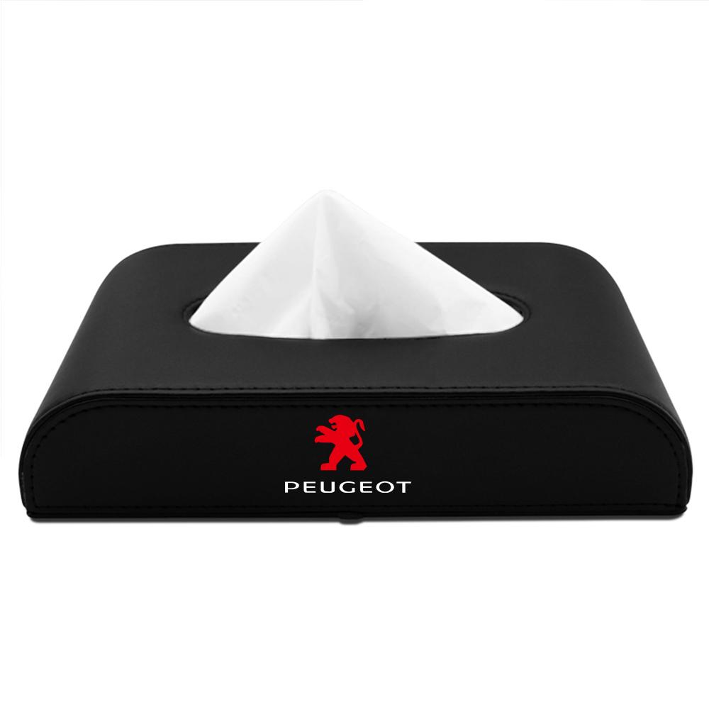 

2026 Hot Car Sticker 1PCS Car Tissue Box Pu Leather Storage Box Holder Storage Box For Peugeot 207 3008 206 208 308 307 407 508