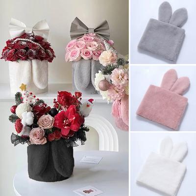 Sac Material Buchet Urechi de Iepure Nu Căzător Rezistență la Rupere Suprafață de Pluș Pachet Material Floral Semifinisat Articol de Festival