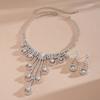 Diamond-embellished Round Hollow Tassel Earring and Necklace Set, Light Luxury with a High-end Feel, Clavicle Chain, Fashionable and Elegant