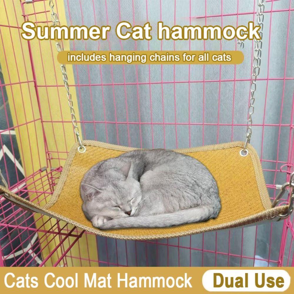 Cartoon Cat Hammock Bed Double-sided Pet Cage Hammock  for Cat Kitten Hamster Rabbits